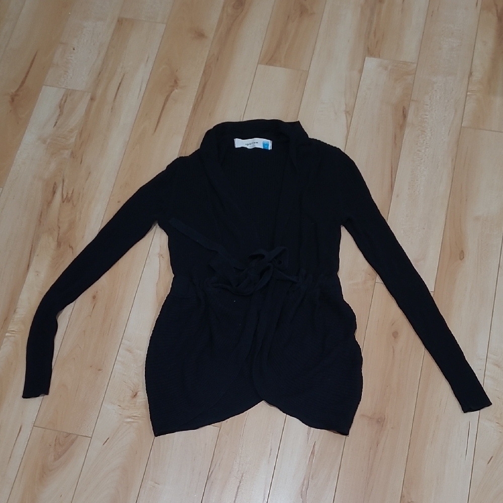 Sparrow Black Cardigan Sweater with Asymmetrical Design
